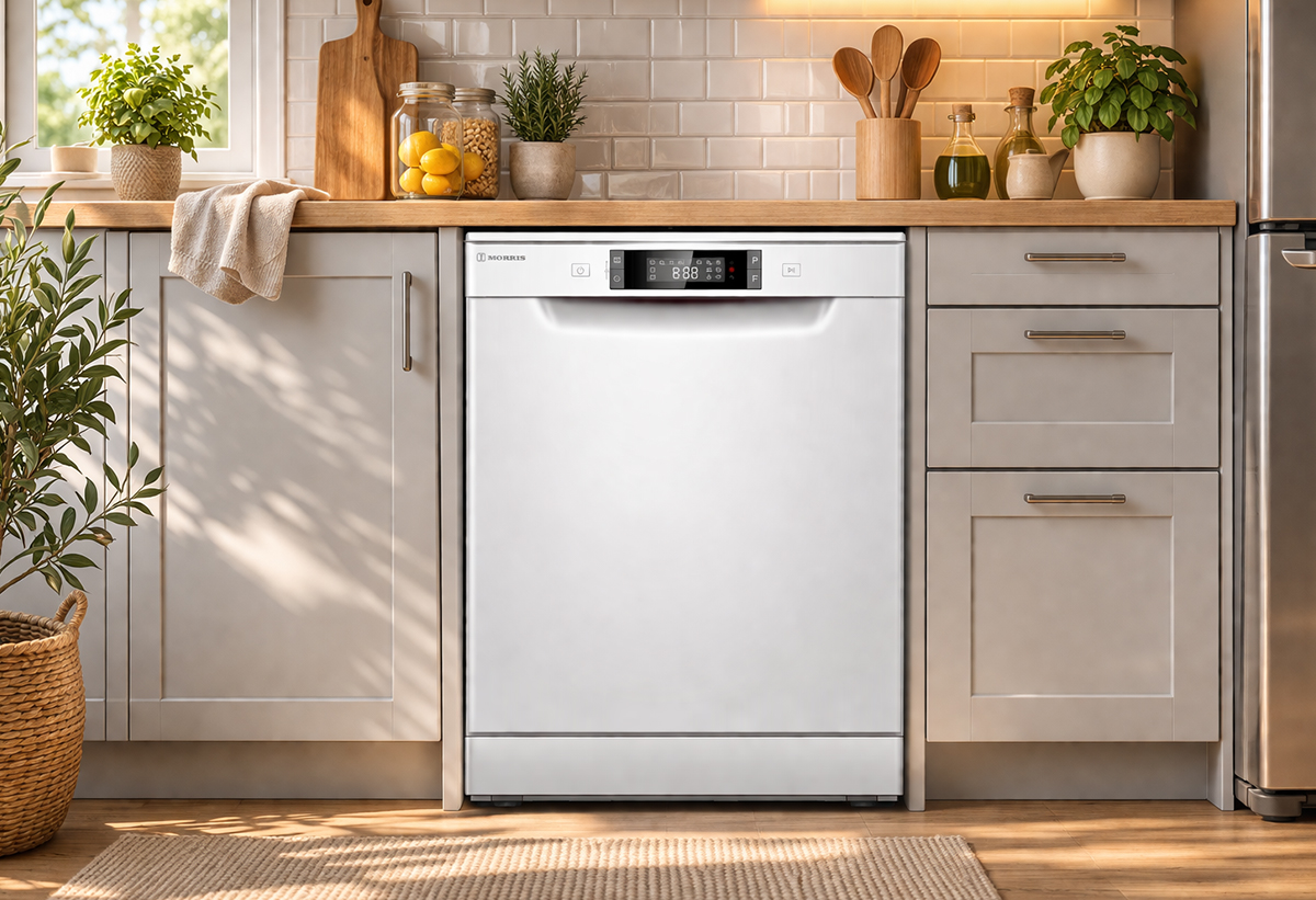 Απεικονίζεται το πλυντήριο σε κουζίνα.